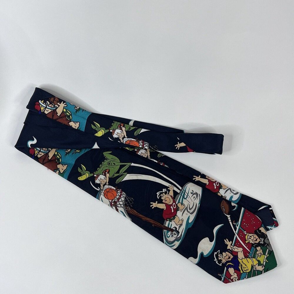 VTG Flintstones Mens Necktie Neck Tie Sports Hanna Barbera Basketball Football